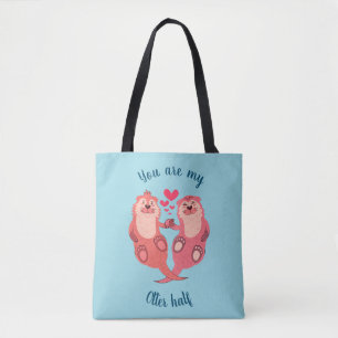 Cute Otters Valentines Day Couple Personalized Tote Bag