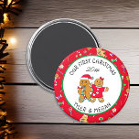 Cute Our First Christmas with Gingerbread Man  Magnet<br><div class="desc">Add your names and the year to this cute personalized,  "Our First Christmas" Christmas ornament with a cute gingerbread couple.</div>
