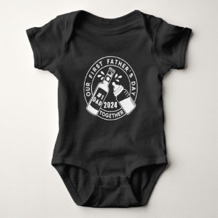 Cute Our First Father's Day 2024 Baby Bodysuit