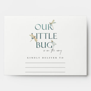 Cute Our Little Bug Blue Dragonfly Baby Shower Envelope