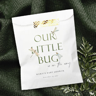 Cute Our Little Bug Green Dragonfly Baby Shower Favour Bag