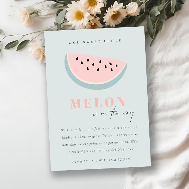 Cute Our Little Melon Aqua Blue Boy Faire-part (Créateur téléchargé)