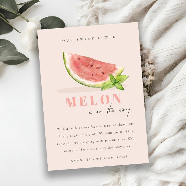 Cute Our Little Melon Mint Blush Boy Announcement  (Creator Uploaded)