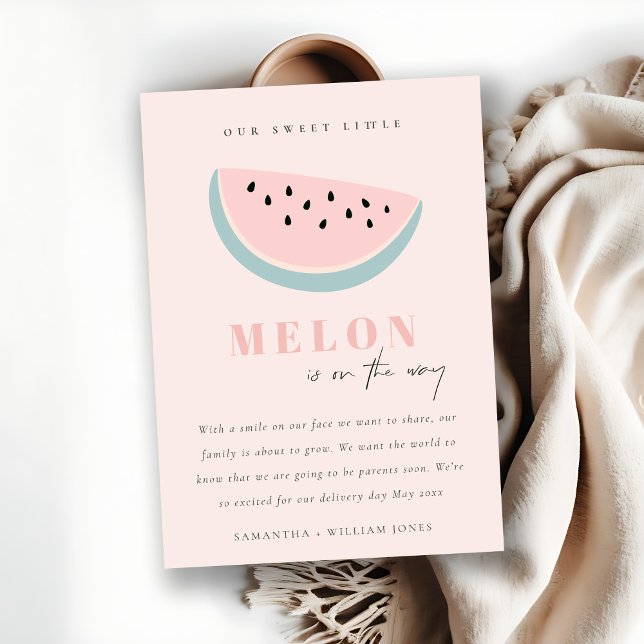 Cute Our Little Melon Pink Blush Girl Announcement (Creator Uploaded)