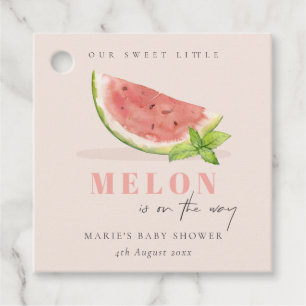 Cute Our Little Melon Watercolor Blush Baby Shower Favour Tags