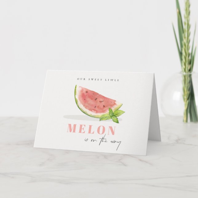 Cute Our Little Melon Watercolor Red Baby Shower Thank You Card (Front)