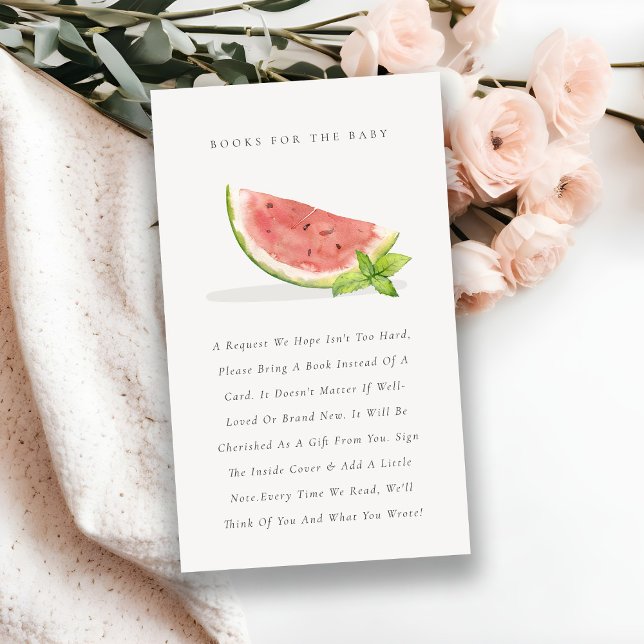 Cute Our Little Red Melon Books for Baby Shower Enclosure Card (Creator Uploaded)