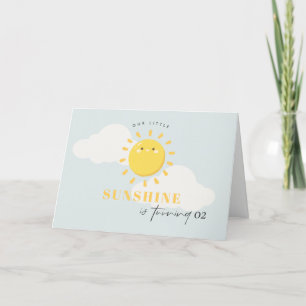Cute Our Little Sunshine Blue Any Age Birthday Thank You Card