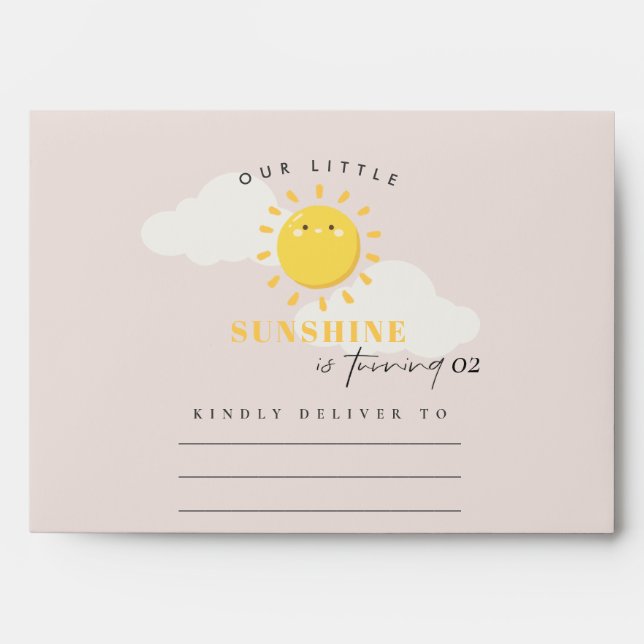 Cute Our Little Sunshine Blush Any Age Birthday Envelope (Front)