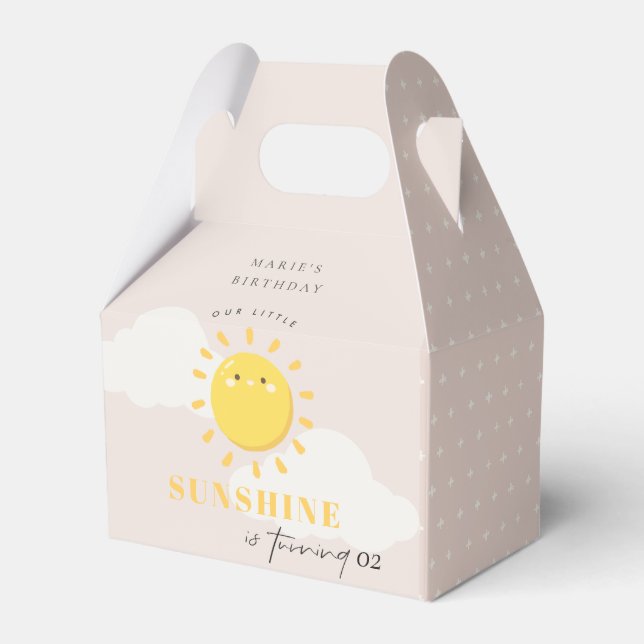 Cute Our Little Sunshine Blush Any Age Birthday Favor Box (Front Side)
