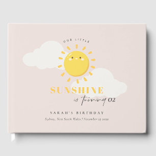 Cute Our Little Sunshine Blush Any Age Birthday Guest Book