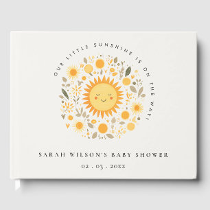 Cute Our Little Sunshine Boho Sun Baby Shower Guest Book