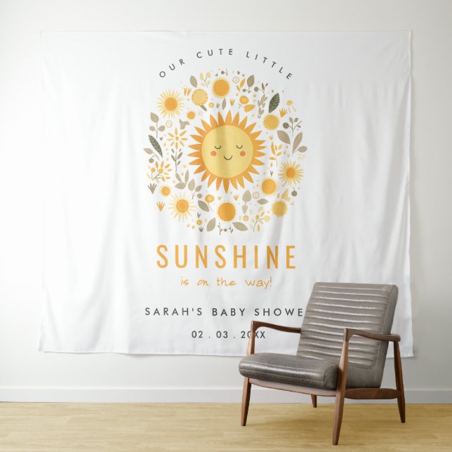 Cute Our Little Sunshine Boho Sun Baby Shower Tapestry (In Situ (Horizontal))