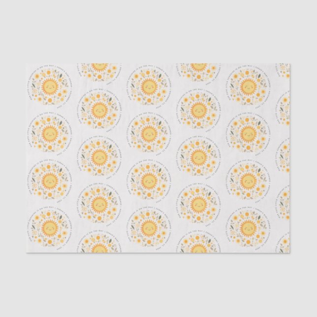 Cute Our Little Sunshine Boho Sun Baby Shower Tissue Paper (Front)