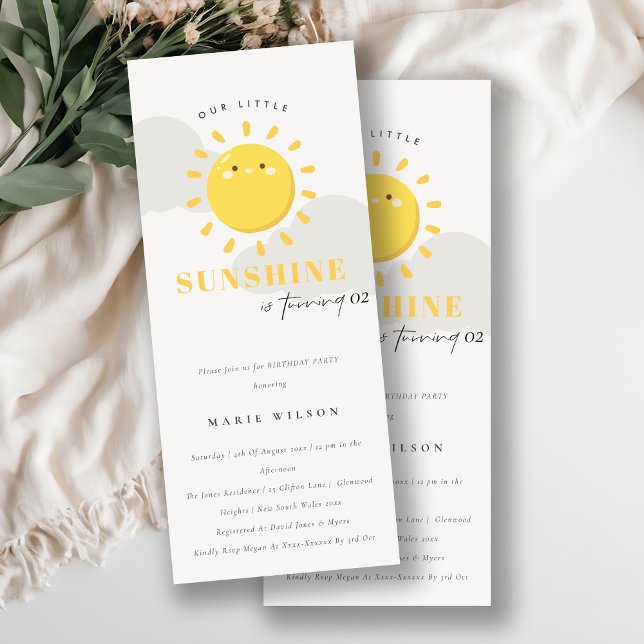 Cute Our Little Sunshine Yellow Any Age Birthday Invitation (Creator Uploaded)