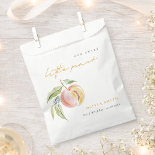 Cute Our Little Sweet Peach Watercolor Birthday Favour Bag