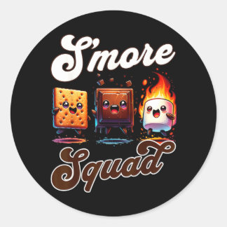 Cute Outdoor Smore Squad Camping Family Matching Classic Round Sticker