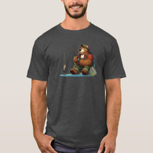Cute, outdoorsman bear fishing T-Shirt