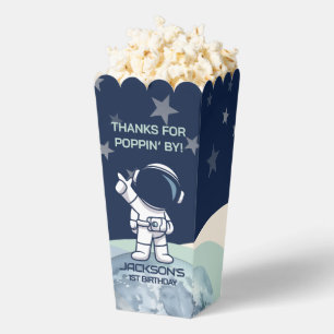 Cute Outer Space Astronaut Birthday Popcorn Favor Box