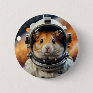 Cute Outer Space Astronaut Hamster 2 Inch Round Button