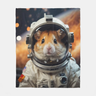 Cute Outer Space Astronaut Hamster Fleece Blanket