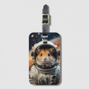 Cute Outer Space Astronaut Hamster Luggage Tag