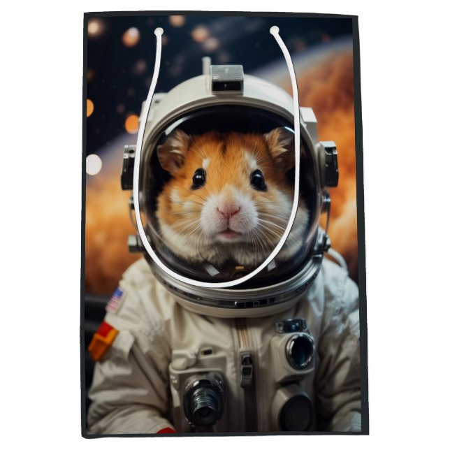 Cute Outer Space Astronaut Hamster  Medium Gift Bag (Front)