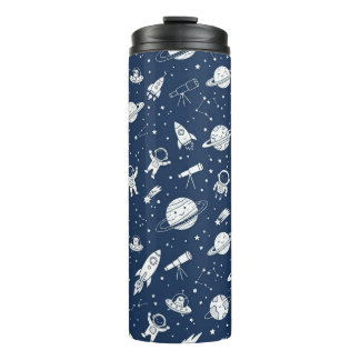 Cute Outer Space Astronaut & Planets  Thermal Tumbler