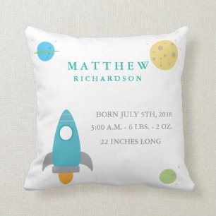 Cute Outer Space Birth Announcement Pillow