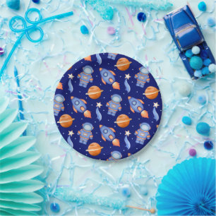 Cute Outer Space Planets & Astronaut Paper Plate