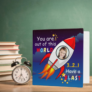 Cute Outer Space Rocket Ship Blast Off Birthday Binder