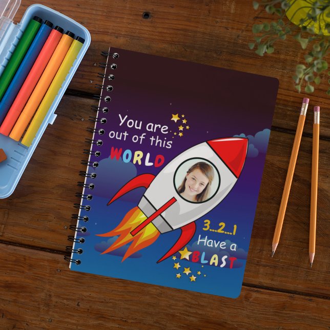 Cute Outer Space Rocket Ship Blast Off Birthday Notebook (Creator Uploaded)