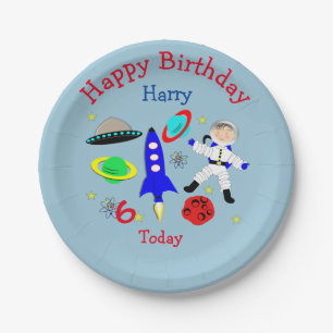 Cute outer Space Themed Birthday Party Paper Plate