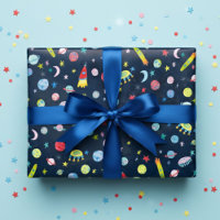 Cute Outer Space UFO Planets Moons Watercolor Gift