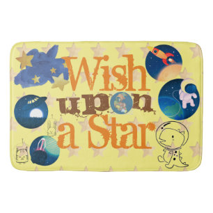 Cute Outerspace Pattern Custom Whish Upon a Star Bath Mat