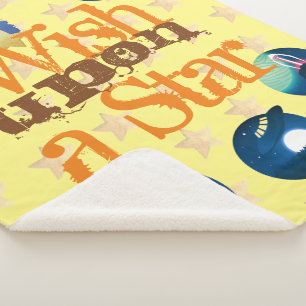 Cute Outerspace Pattern Custom Whish Upon a Star Sherpa Blanket