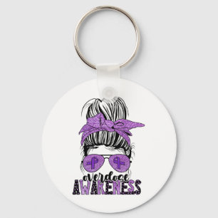 Cute Overdose Awareness Messy Hair Bun For Women 2 Keychain