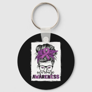 Cute Overdose Awareness Messy Hair Bun For Women Keychain