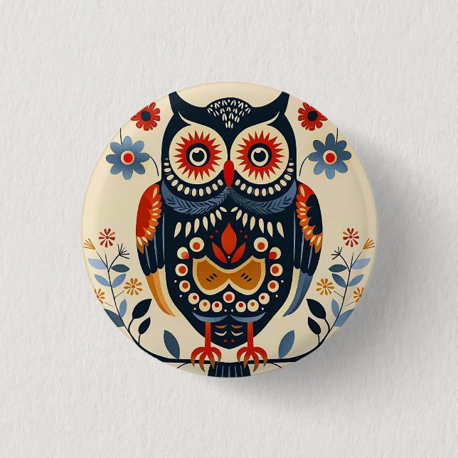 Cute Owl 1 Inch Round Button (Front)