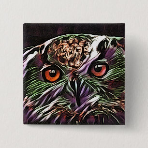 CUTE OWL   2 INCH SQUARE BUTTON