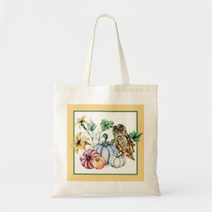 Cute Owl and fall pumpkins  Tote Bag
