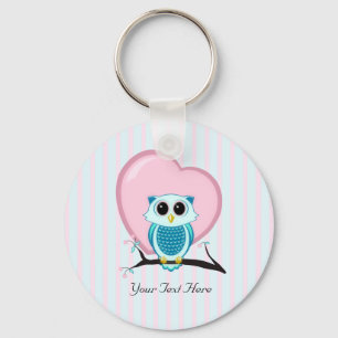 Cute Owl and Heart Template Keychain