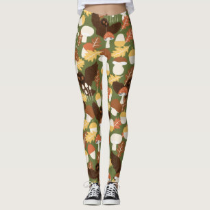Cute Owl and Mushrooms Leggings