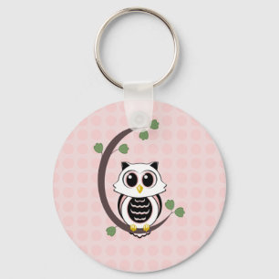 Cute Owl and Polka Dots Keychain