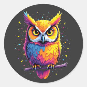 Cute Owl artwork Owl Nocturnal Bird Lover Classic Round Sticker