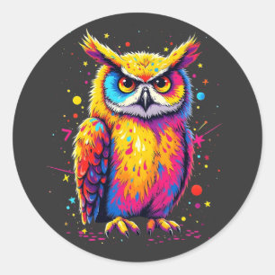 Cute Owl artwork Owl Nocturnal Bird Lover Classic Round Sticker