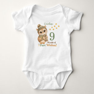 Cute Owl Autumn Baby Month Milestone Bodysuit