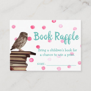 Cute Owl Baby Shower Book Raffle Tickets Enclosure Card
