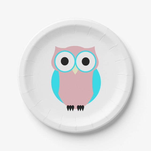 Cute Owl Baby Shower Paper Plates (Front)