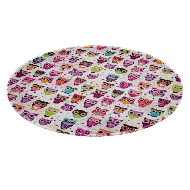 Cute owl background pattern for kids cutting board (Corner)